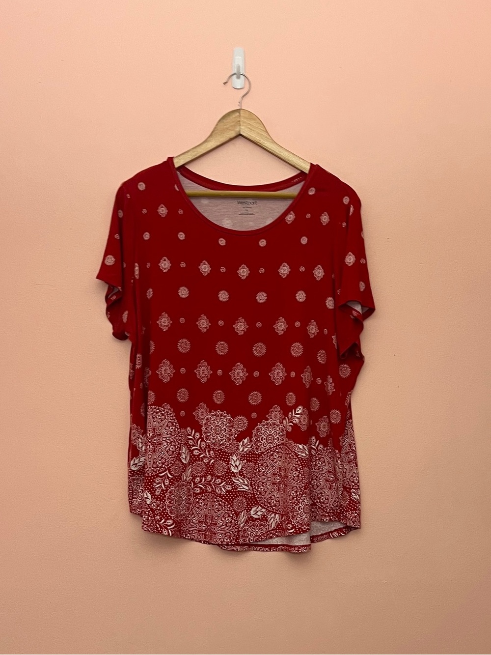 Westport Red Paisley Rhinestone Shirt 1X